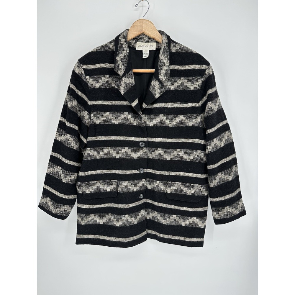 Vintage Jones New York Women's 100% Wool Blazer, Size 16 Aztec Western‎ Pattern